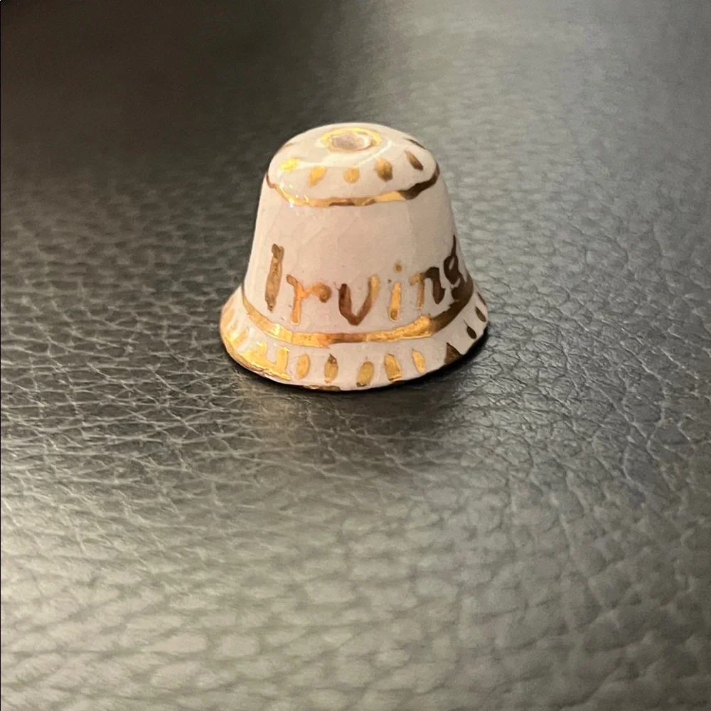 Miniature Hand Painted Ceramic Bell with Gold Accents